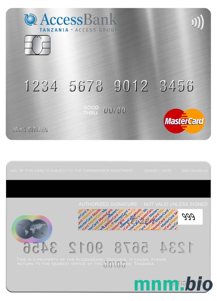 Tanzania AccessBank przykład karty mastercard w formacie PSD